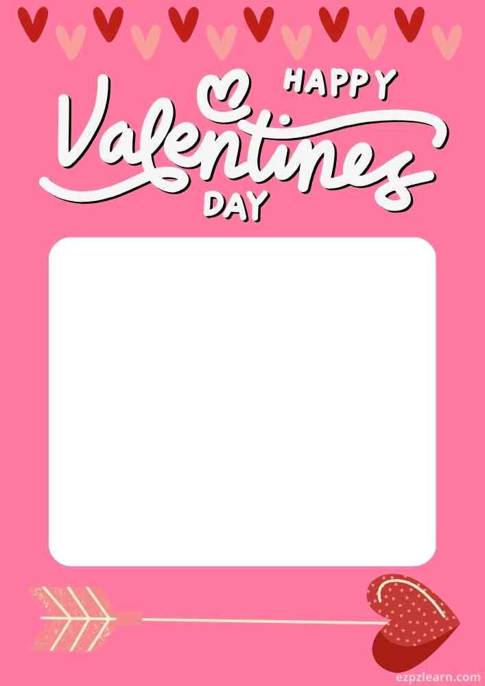 Happy Valentines Day Picture Frame For Kids Coloring 